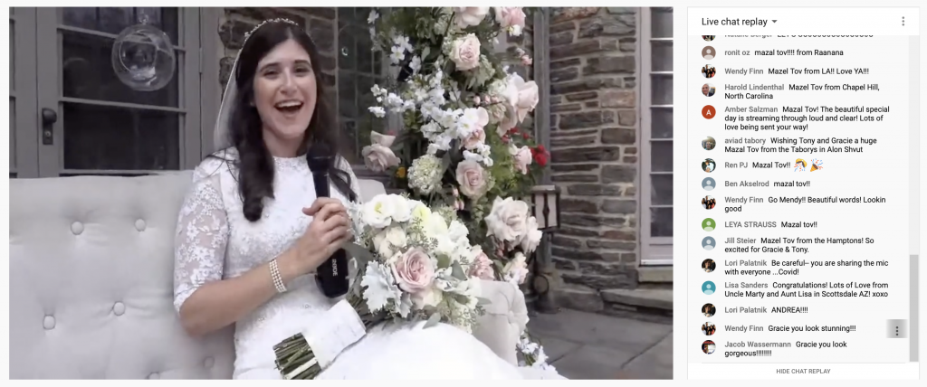 Orthodox Jewish Backyard Wedding livestream screenshot