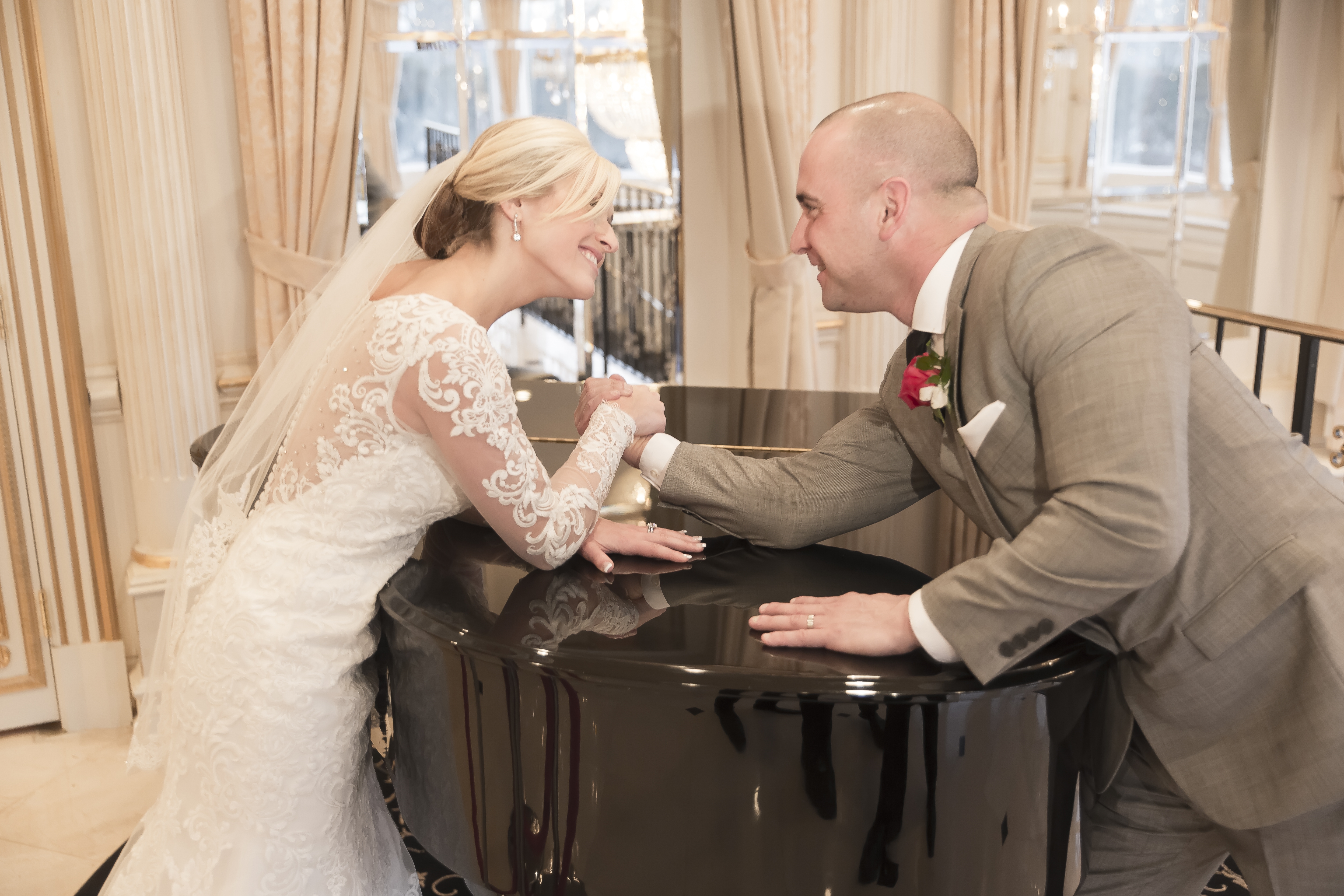 Beautiful NJ Bride Beats Groom in Loving Arm Wrestle Moments Before Reception Begins- The Tides in North Haledon, NJ