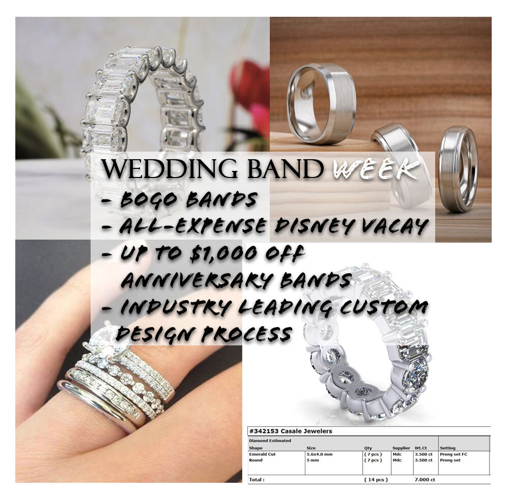 Spectacular Savings and Dream Getaway: Wedding Band Week at Casale Jewelers in Staten Island and Red Bank!